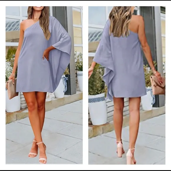 Leani | Dresses | Nwt Sexy One Shoulder Mini Dress Loose Batwing Sleeve Club  Party Short Dress
